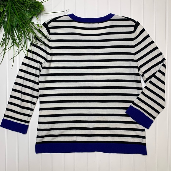 Anthropologie—Cable & Gage—Blue & White Cardigan - Picture 6 of 14